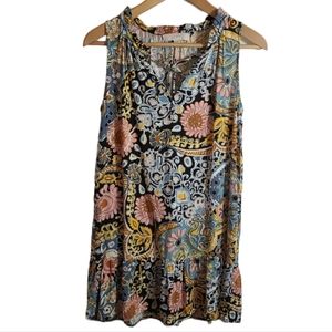 Loft Ann Taylor Floral Tie Neck Sleeveless Mini  Dress
